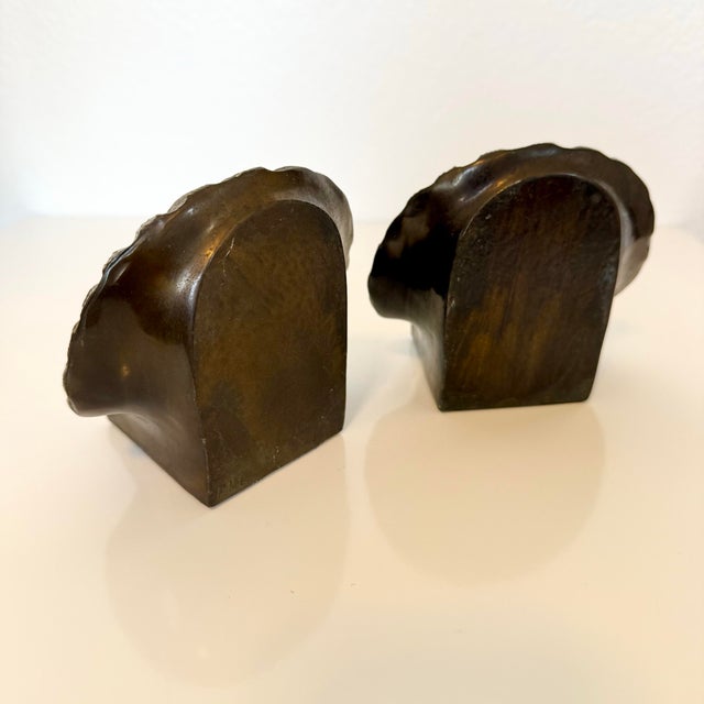 Metal Pair of Vintage PMC Brass Shell Bookends Mid Century Coastal Scallop VTG MCM For Sale - Image 7 of 9