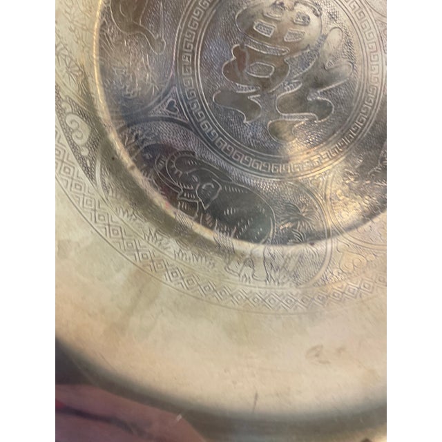 Mid 20th Century Vintage Brass Etched Bowl For Sale - Image 5 of 12
