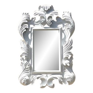 Vintage Regency Monumental White Marge Carson Rococo Mirror For Sale