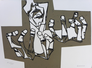 Oswaldo Guayasamin, Las Manos De La Ira, 1973, Guarro Paper Engraving