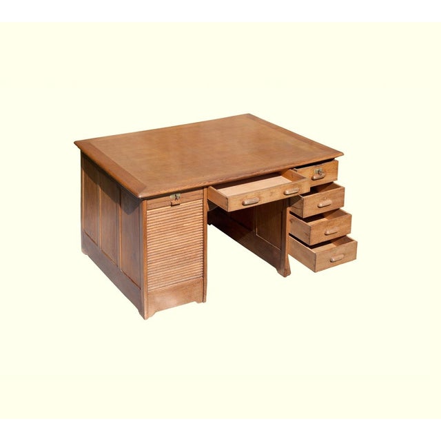 Antique Oak Desk with Two Workstations, 1890s For Sale - Image 11 of 11