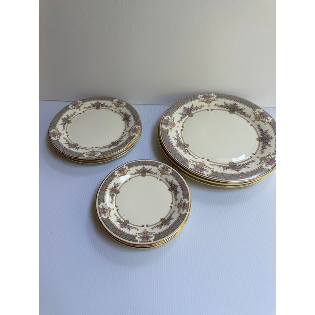 1980s Minton England "Persian Rose" 4 Dinner Plates and 4 Salad Plates and 4 Bread & Butter Plates - 12 pcs For Sale - Image 9 of 18