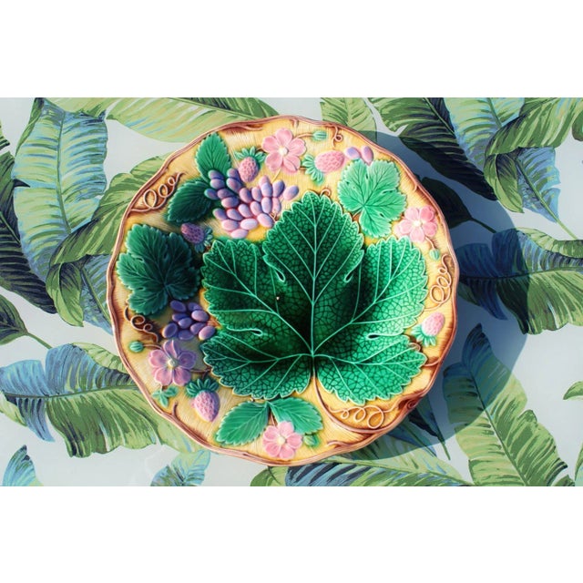 1940s Wedgwood Majolica Strawberries and Leaves Plate For Sale - Image 13 of 13