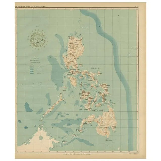 Orographic Map of the Philippine Islands, 1899 For Sale - Image 10 of 10