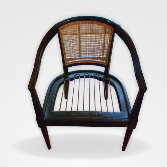 Black Lacquered Cane Chairs A Pair Chairish