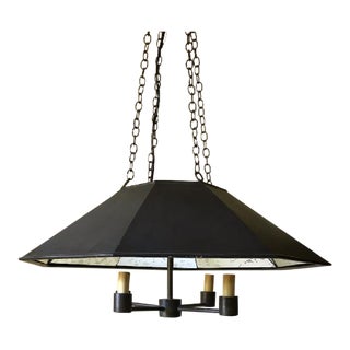 Vintage Metal and Mirror Octagon Pendant Light For Sale
