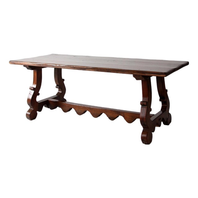 Antique Spanish Revival Trestle Table For Sale