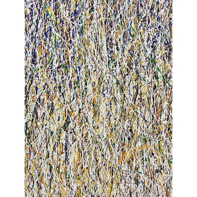 Mid-Century Modern Abstract Expressionism in a Large Mid-Century Modern Dripped Painting For Sale - Image 3 of 12