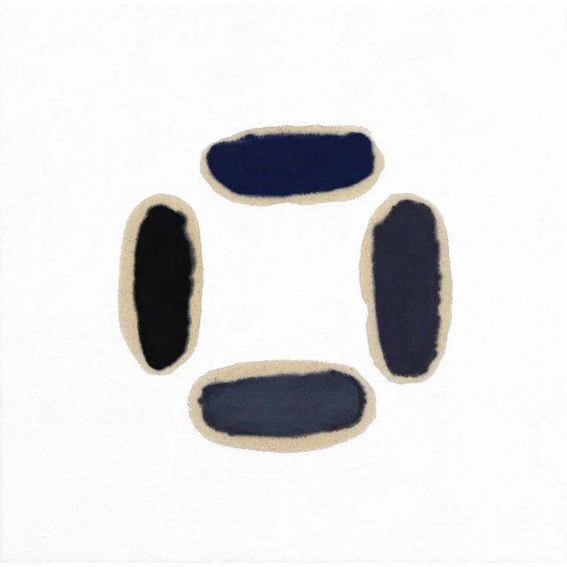 "Tone Poem in Black, Blue, Gray, Light Gray" Contemporary Minimalist Mixed-Media Painting by Len Klikunas For Sale