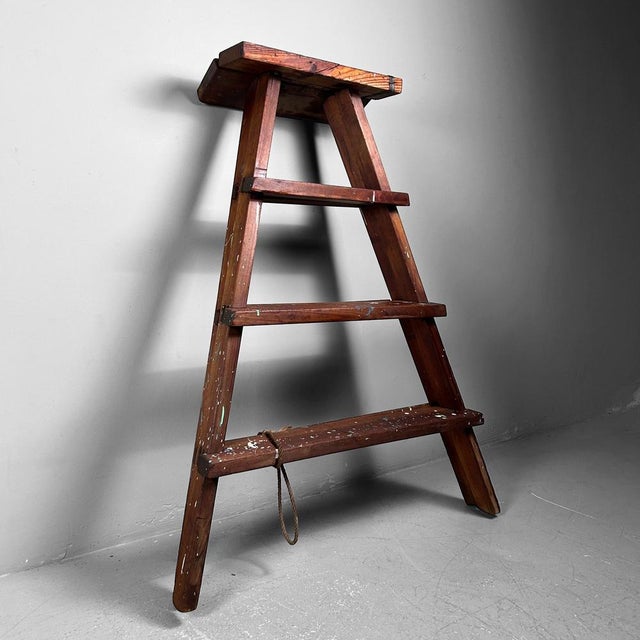 Japanese Minimalist Decorative Wooden Step Ladder, 1950s For Sale - Image 4 of 18