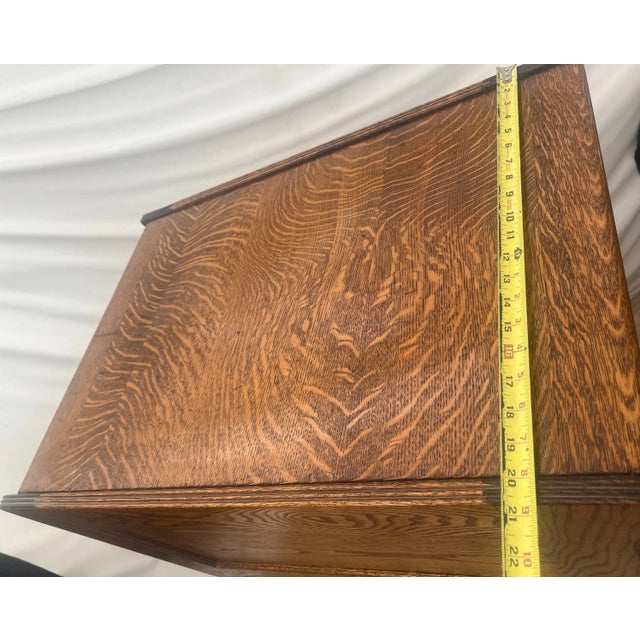 Antique Yawman and Erbe Tiger Oak Vertical File Cabinet Arts and Crafts C1910 For Sale - Image 10 of 12