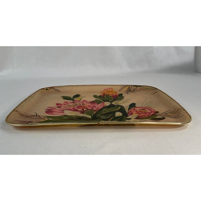Boho Chic Vintage Exotic Flower Fabric Covered Tray For Sale - Image 3 of 11