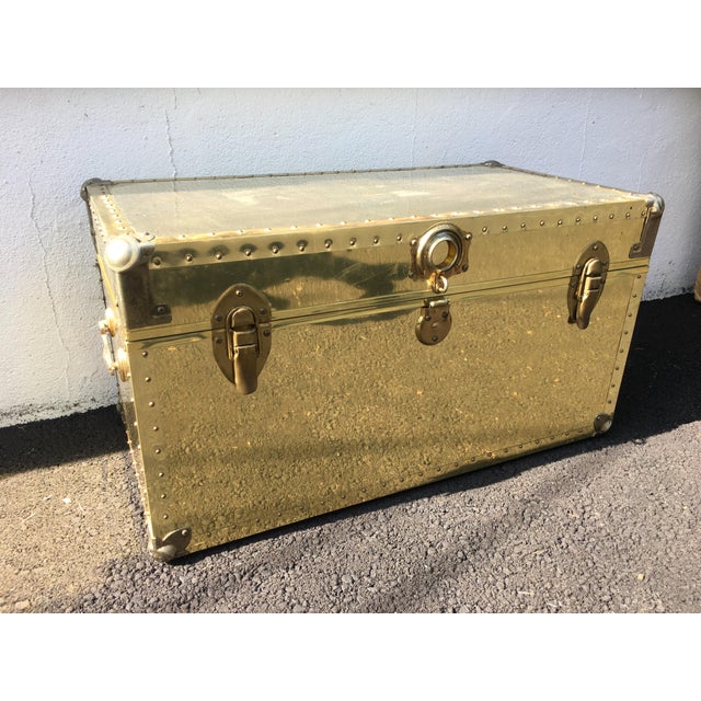 1970s Dresher Large Brass Cedar Trunk Chairish