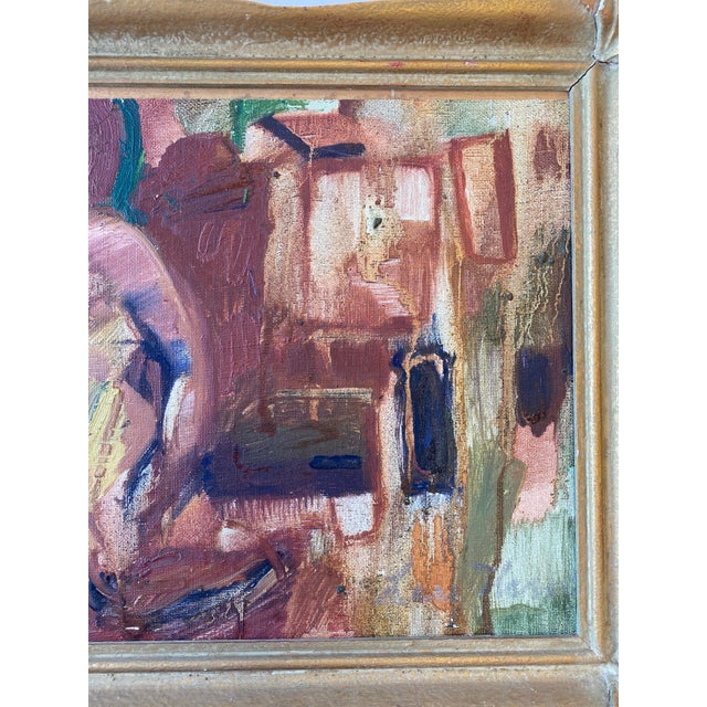 Abstract Mid-Century Figural Painting by Swedish Artist Lars Herder in Original Frame For Sale - Image 3 of 5