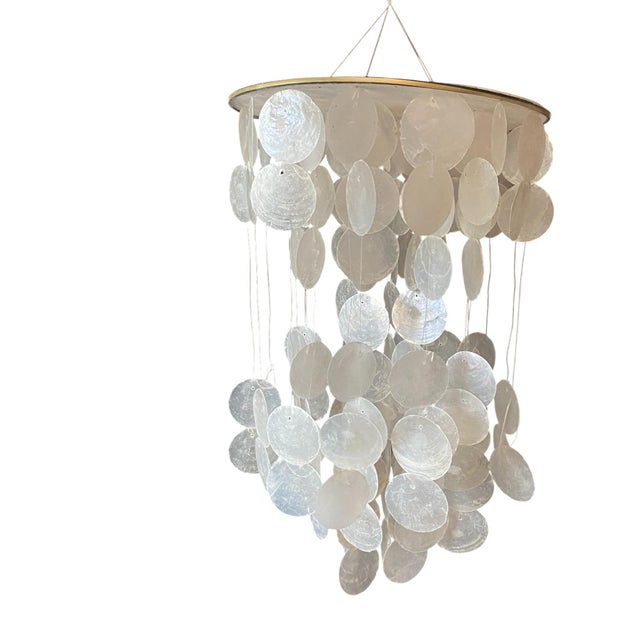 1970s Capiz Shell Chandelier Wind Chimes For Sale - Image 4 of 4