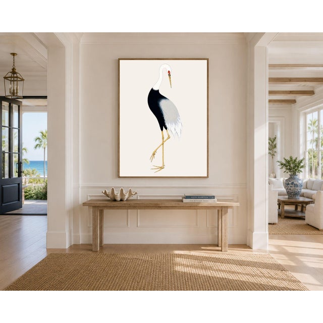 Ivory Japanese Crane Study Ii, Original Print, 24" X 36" For Sale - Image 8 of 9