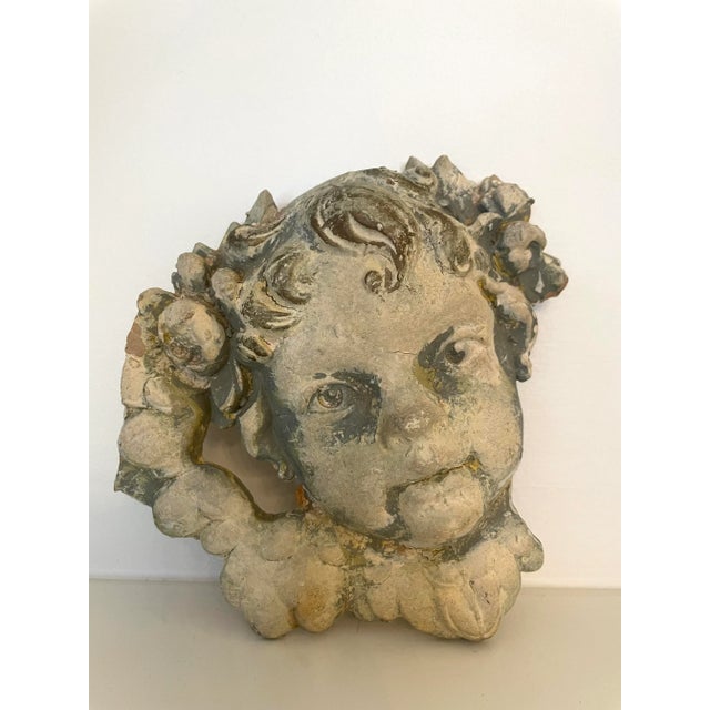 Early 20th Century Antique Rococo Revival Plaster Cherub Relief, a Pair For Sale - Image 5 of 12