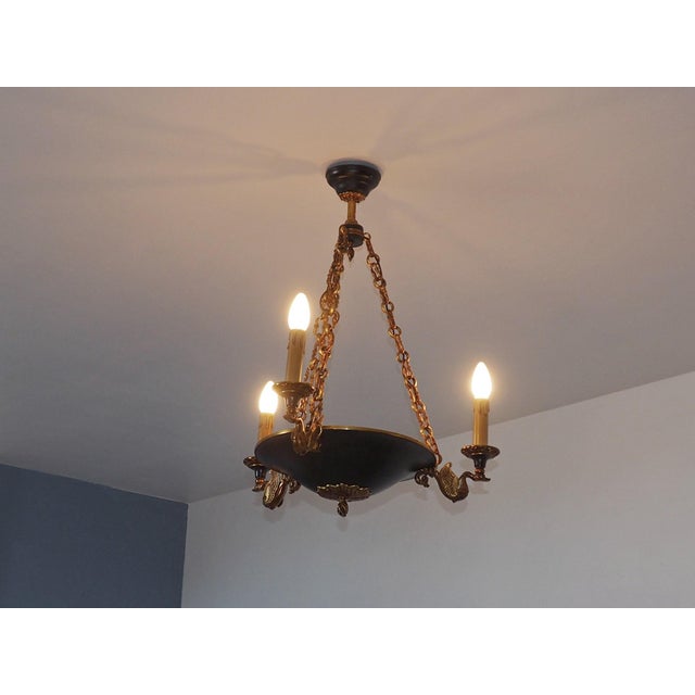 1980s Vintage French Empire Bronze Chandelier, 1980s For Sale - Image 5 of 11