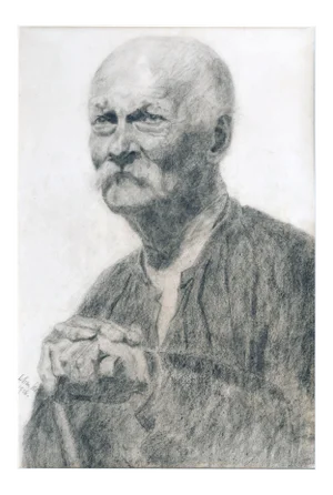 William Clothier Watts Portrait of a Gentleman Realism Charcoal on Paper 1956