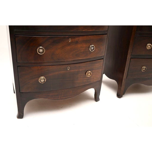 Brown Antique Bow Fronted Chest of Drawers, 1900, Set of 2 For Sale - Image 8 of 11