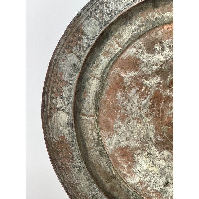 Rustic 1900s Antique Cast Metal Tray With Pomegranate Edge Detail For Sale - Image 3 of 4