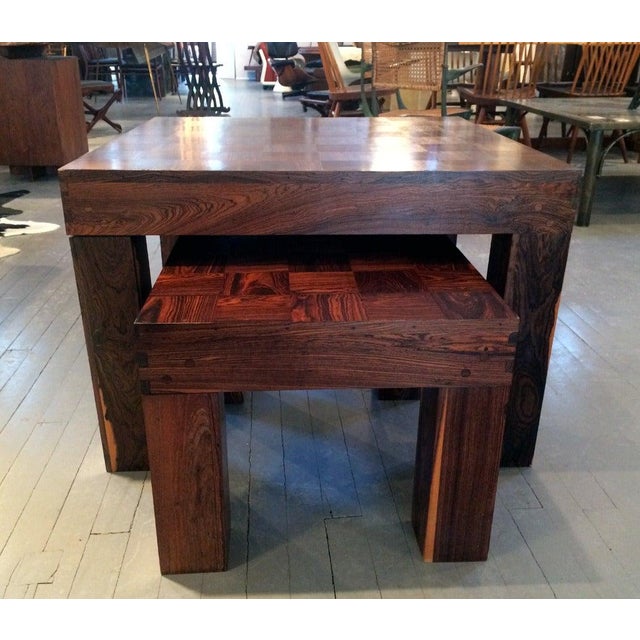 Mid 20th Century Two Rosewood Nesting Tables, Don Shoemaker For Sale - Image 4 of 11