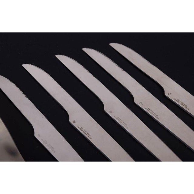 Arne Jacobsen for Georg Jensen, complete dinner service for five persons. Complete stainless steel dinner cutlery service...