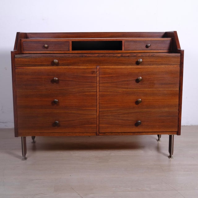 Wood Mid-Century Modern Dressing Table Secretaire with Flip-Up Mirror, 1950s For Sale - Image 7 of 18