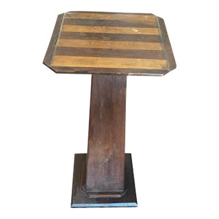 Antique 1920's Folk Art Mission Marquetry Arts and Crafts Pedestal Plant Stand For Sale