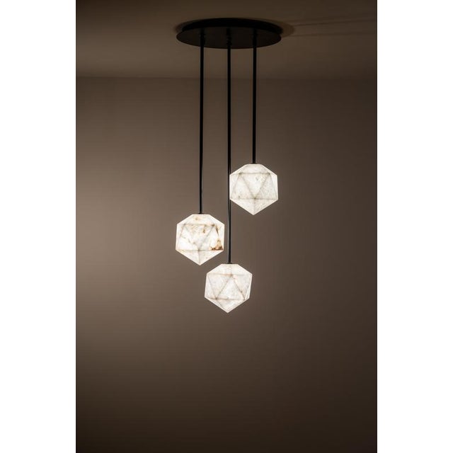 Meteorite Pendant Lamps by United Alabaster, Set of 6 For Sale - Image 4 of 8