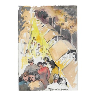 1950s Ivy Attwell Trieste Italy Watercolor For Sale