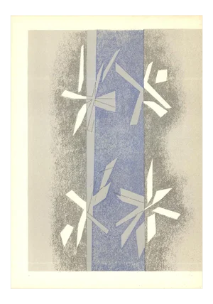 1964 Andre Beaudin 'Composition (Lg)' Modernism Blue,Gray France Lithograph
