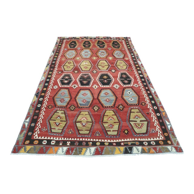 Vintage Turkish Sivas Nomad's Kilim Large Rug For Sale