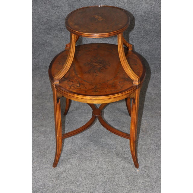 19th C Edward and Roberts Style 2 Tier Style Inlaid Desert Table For Sale - Image 4 of 16