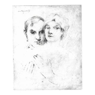 1921 William Meyerowitz Self Portrait With Wife Etching For Sale