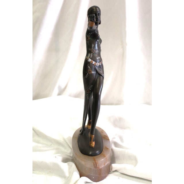 1990s Art Deco Bronze Dancer England After Lorenzl For Sale - Image 17 of 18