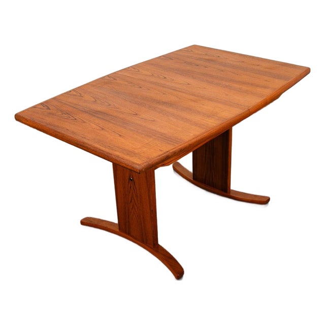 Mid Century Danish Modern Dining Table Teak Rectangular Extension 2 Leaf Denmark For Sale