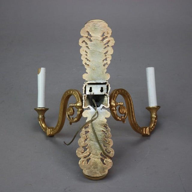 Early 20th Century Early 20th Century Gilt Bronze Figural Two-Light Wall Sconce With Lion Head For Sale - Image 5 of 5