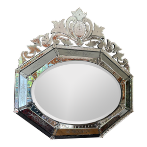 1880s Monumental Baroque Style Venetian Cut Glass Cushion Mirror