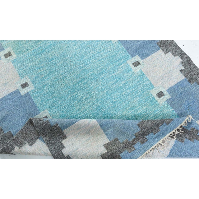 Mid 20th Century Doris Leslie Blau Vintage Swedish Flat Woven Rug by Ingegerd Silow For Sale - Image 5 of 6