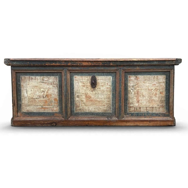 Antique Painted Chest, 1773 For Sale - Image 12 of 12