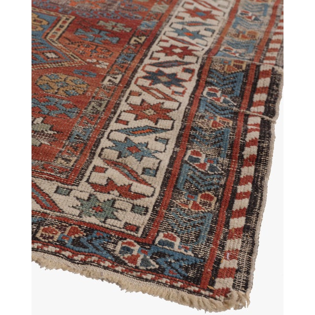 Red Antique Circa 1890 Red Lightly Distressed Caucasian Shirvan Hand Woven Rug 5'3 X 10' For Sale - Image 8 of 12