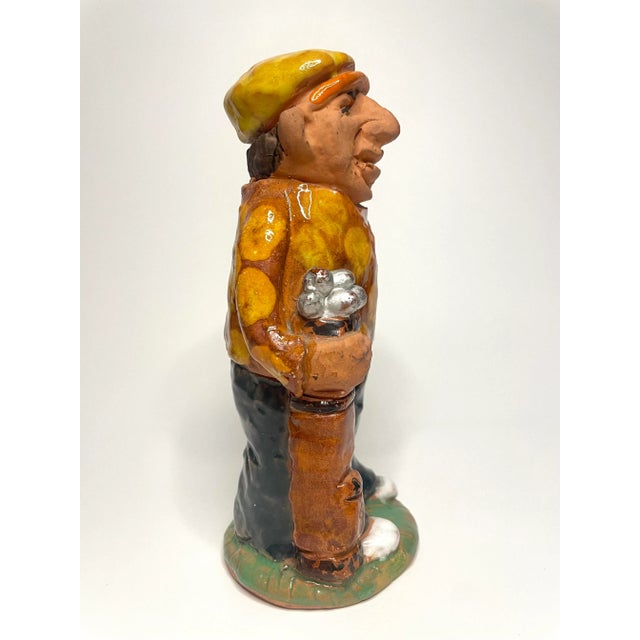 Mid 20th Century Vintage Golfer Terra Cotta Table Top Handmade Sculpture For Sale - Image 5 of 8