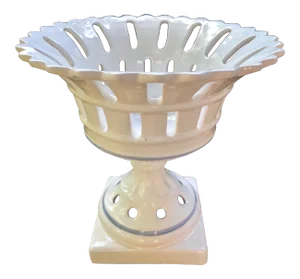 Vintage Villeroy & Boch Reticulated White Porcelain Pedestal Compote