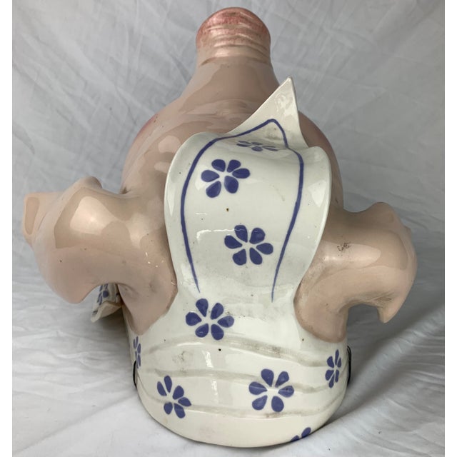 Pink Vintage Hand Painted Ceramic Wall Hanging For Sale - Image 8 of 9