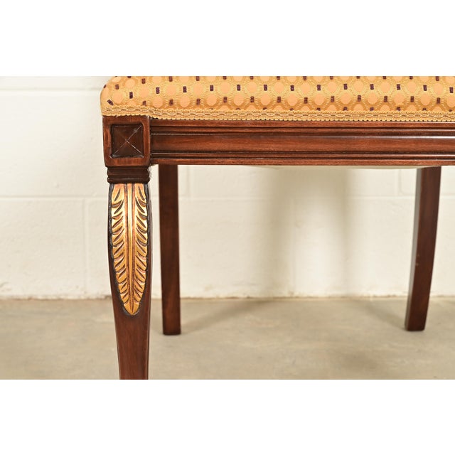 Brown Baker Furniture Style Regency Carved Mahogany and Gold Gilt Dining Chairs, Set of Six For Sale - Image 8 of 12