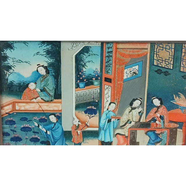 Chinese Late 19th Century Chinese Export, Reverse Painting on Glass, Qing Dynasty For Sale - Image 3 of 8