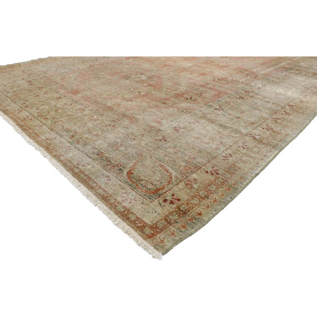 Distressed Antique Persian Lilihan with Rustic Modern Artisan Industrial Style 07'07 x 09'08. With timeless appeal, soft...