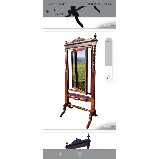 Antique Tilting Floor Mirror in Mahogany with Beveled Glass, 1870 For Sale - Image 17 of 18