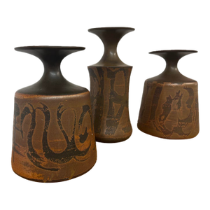 Designs West Stoneware Pottery Vases, Set of Three